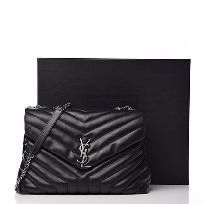 Saint Laurent Calfskin Y Quilted Monogram Medium Loulou Chain Satchel Black 16 of 16