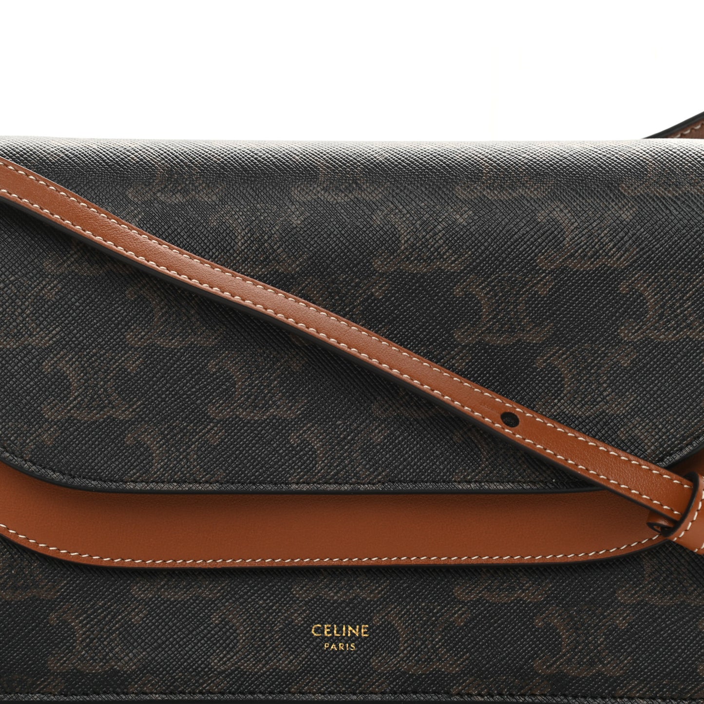 Triomphe Canvas Lambskin Wallet On Strap Tan