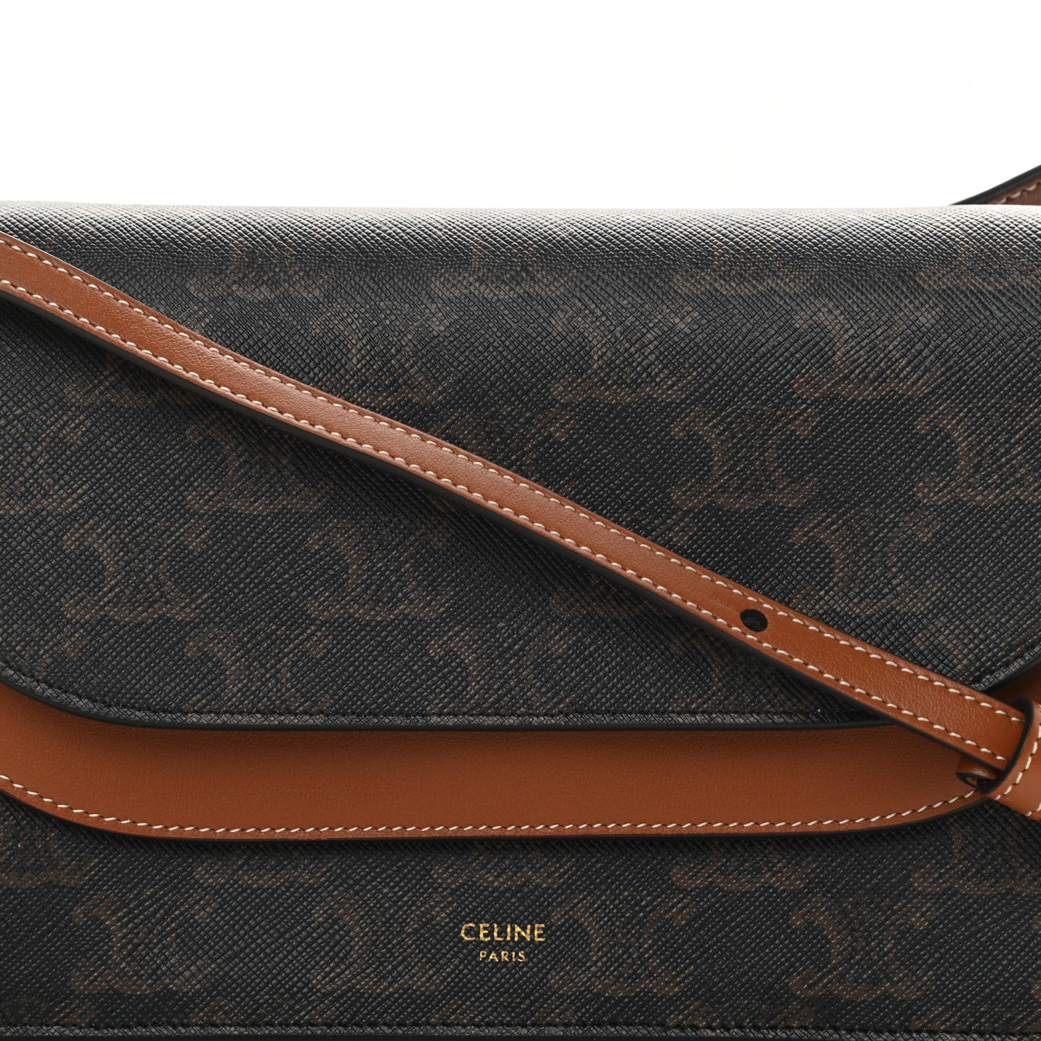 Celine Triomphe Canvas Lambskin Wallet On Strap Tan 10 of 12