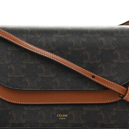 Celine Triomphe Canvas Lambskin Wallet On Strap Tan 10 of 12