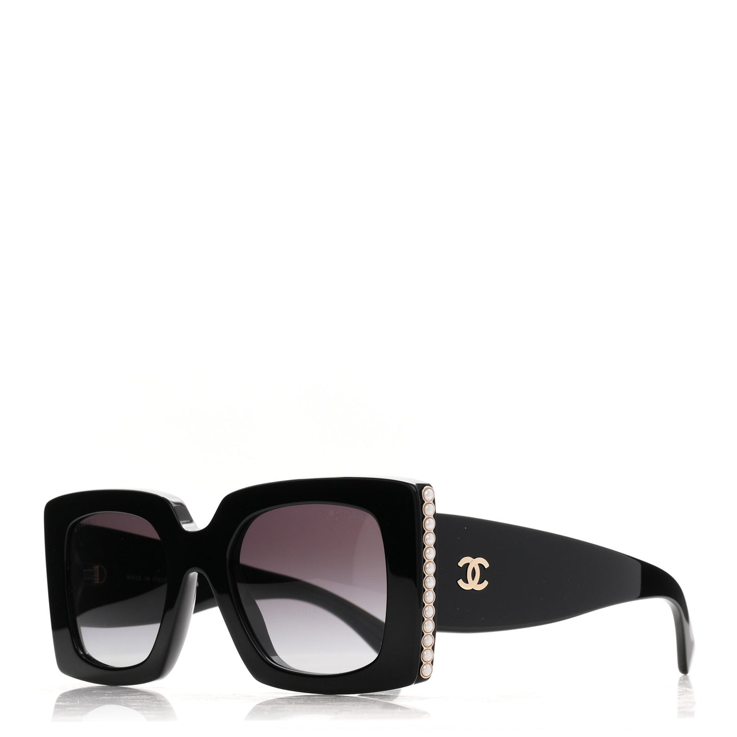 Acetate Pearl Rectangle Sunglasses 5480-H Black