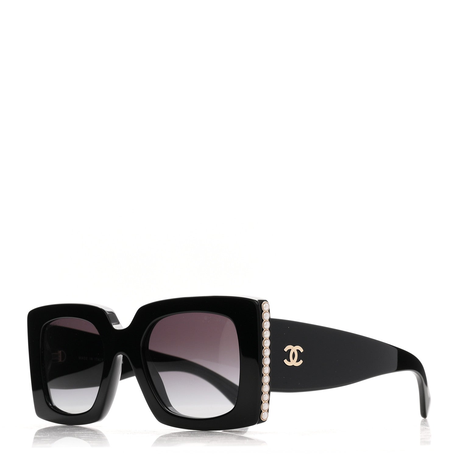 Chanel Acetate Pearl Rectangle Sunglasses 5480-H Black 1 of 8
