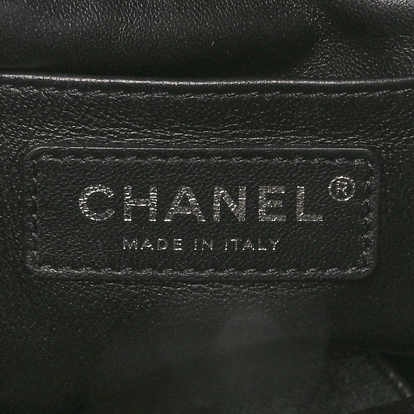 Lambskin Quilted CC Drawstring Bucket Bag Black