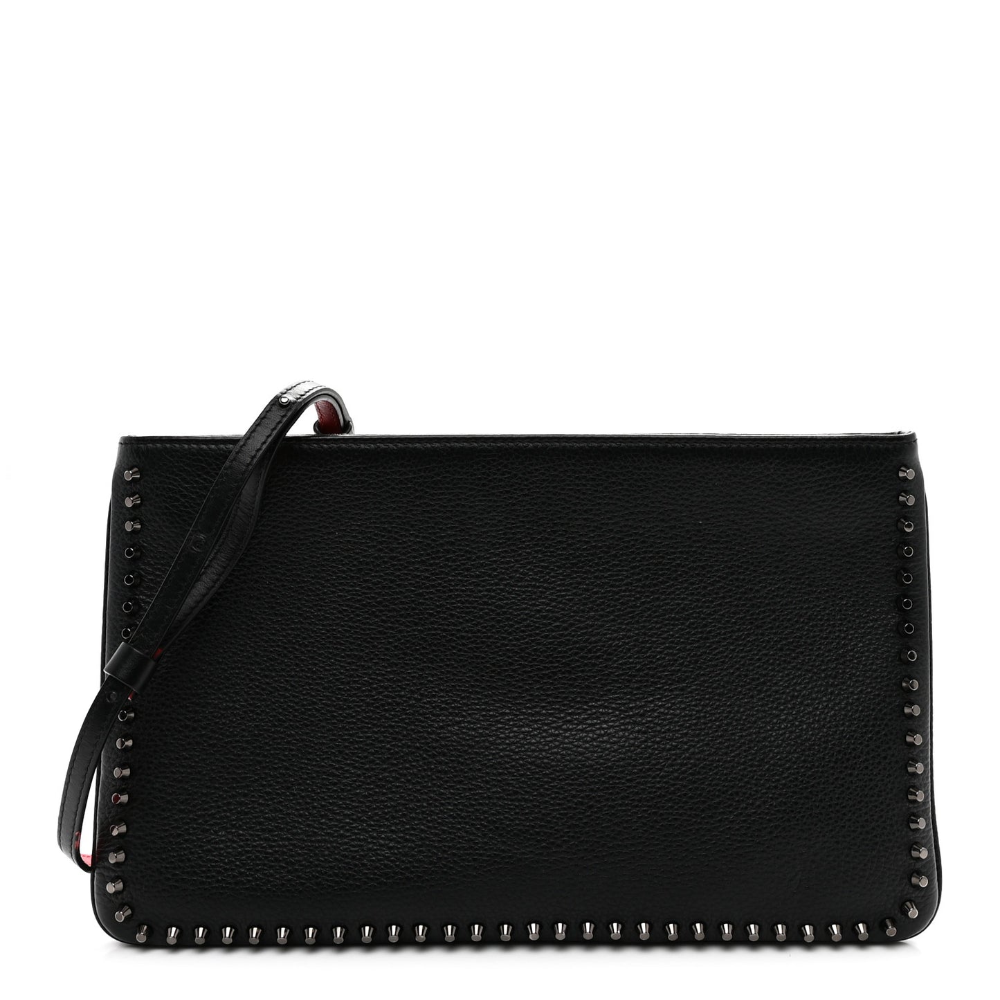 Calfskin Studded Loubiposh Clutch Black