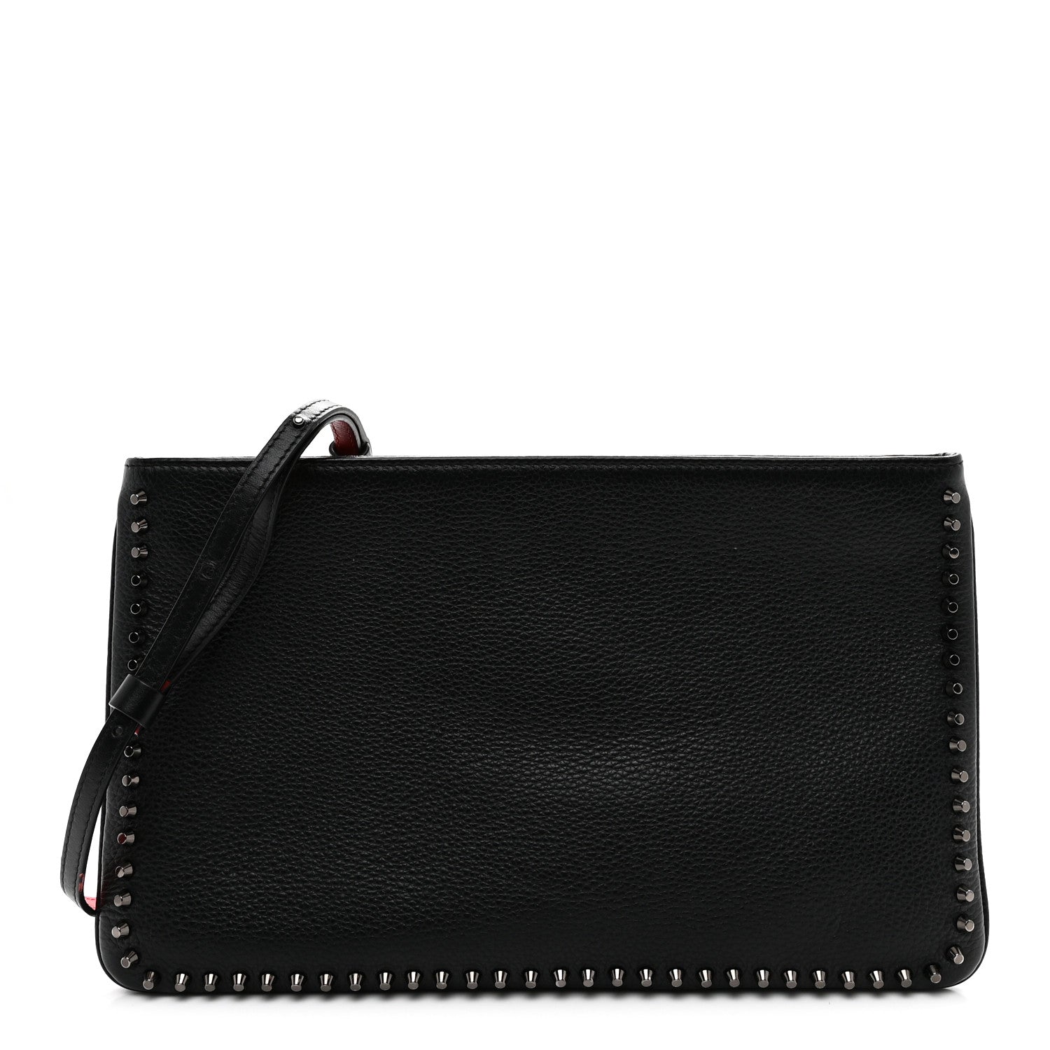Christian Louboutin Calfskin Studded Loubiposh Clutch Black 1 of 8