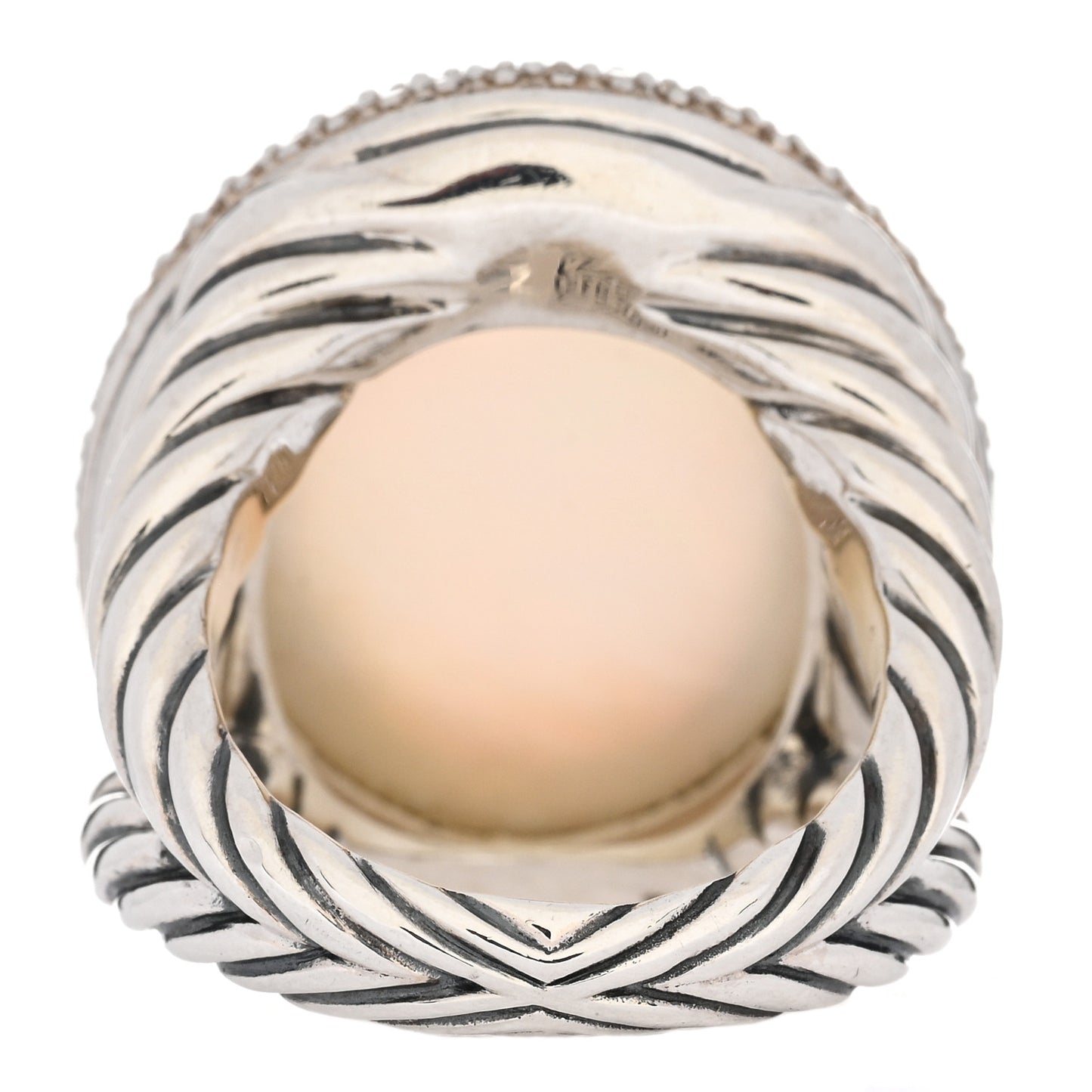 Sterling Silver Diamond Moonstone 24mm Cerise Ring 54 7