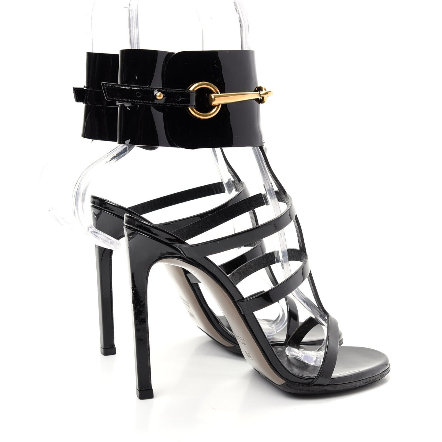 Vernice Crystal Ursula Ankle Wrap Caged Sandals 36.5 Black