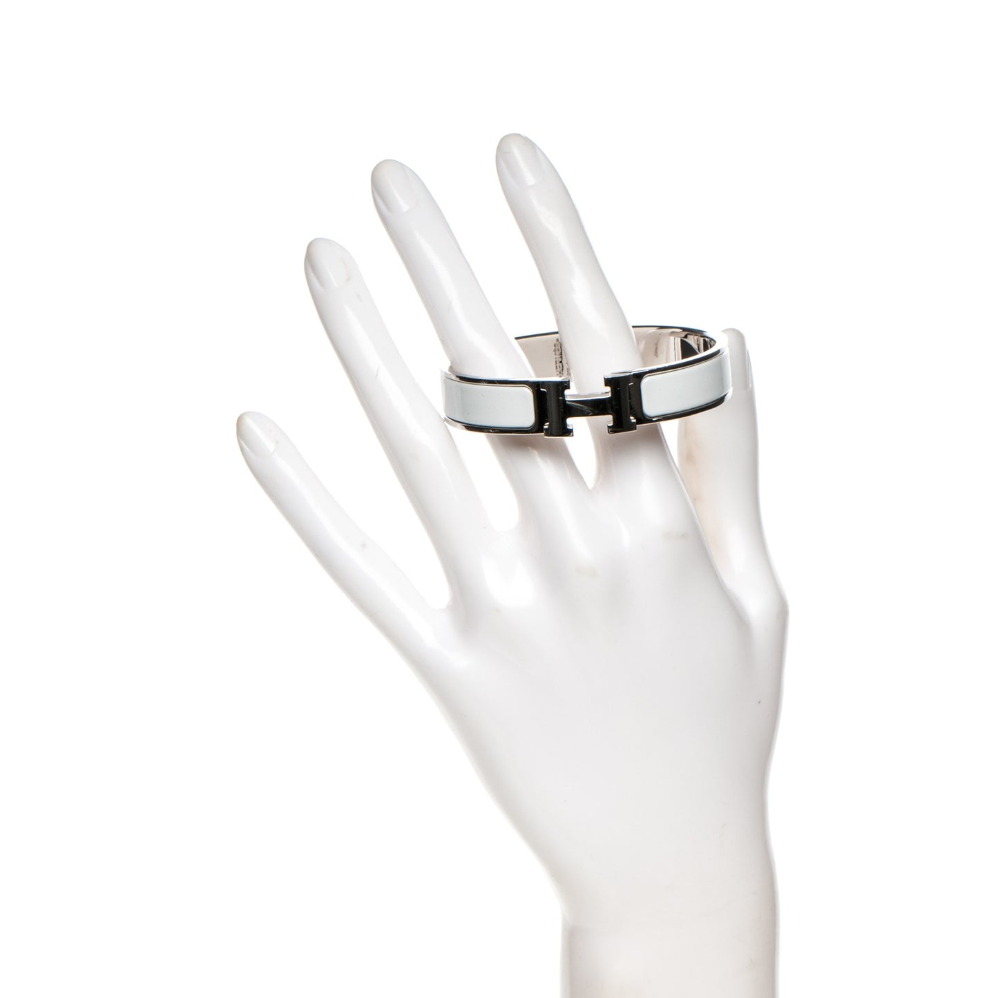 Enamel Narrow Clic Clac H Bracelet PM White