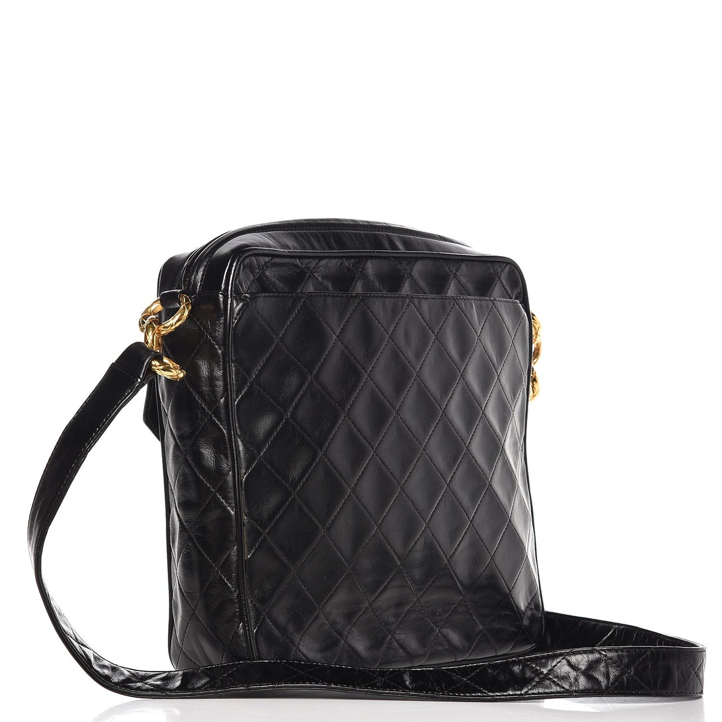 Lambskin Quilted Flap Crossbody Bag Black
