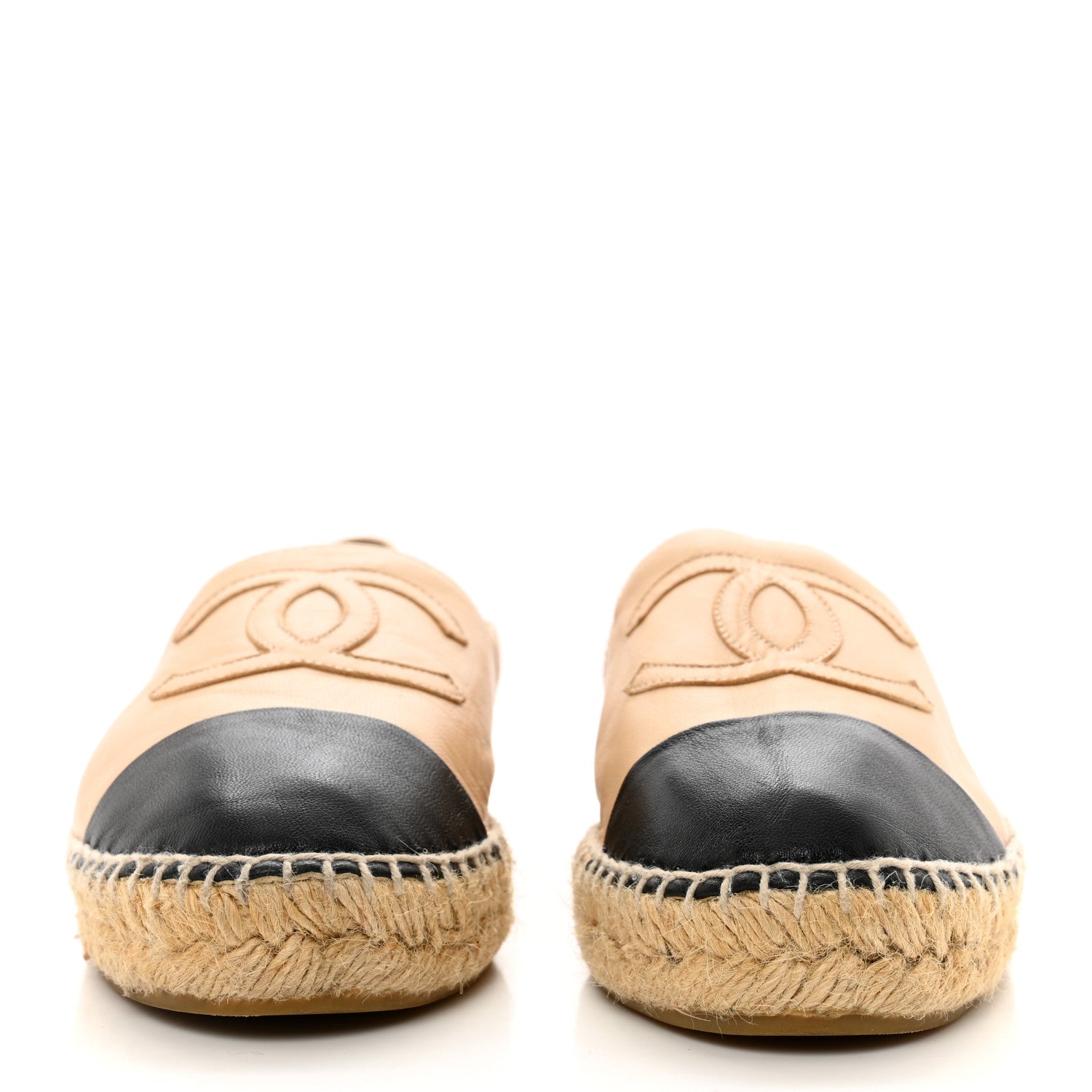 Chanel Lambskin CC Espadrilles 39 Beige Black 2 of 10