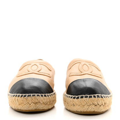 Chanel Lambskin CC Espadrilles 39 Beige Black 2 of 10