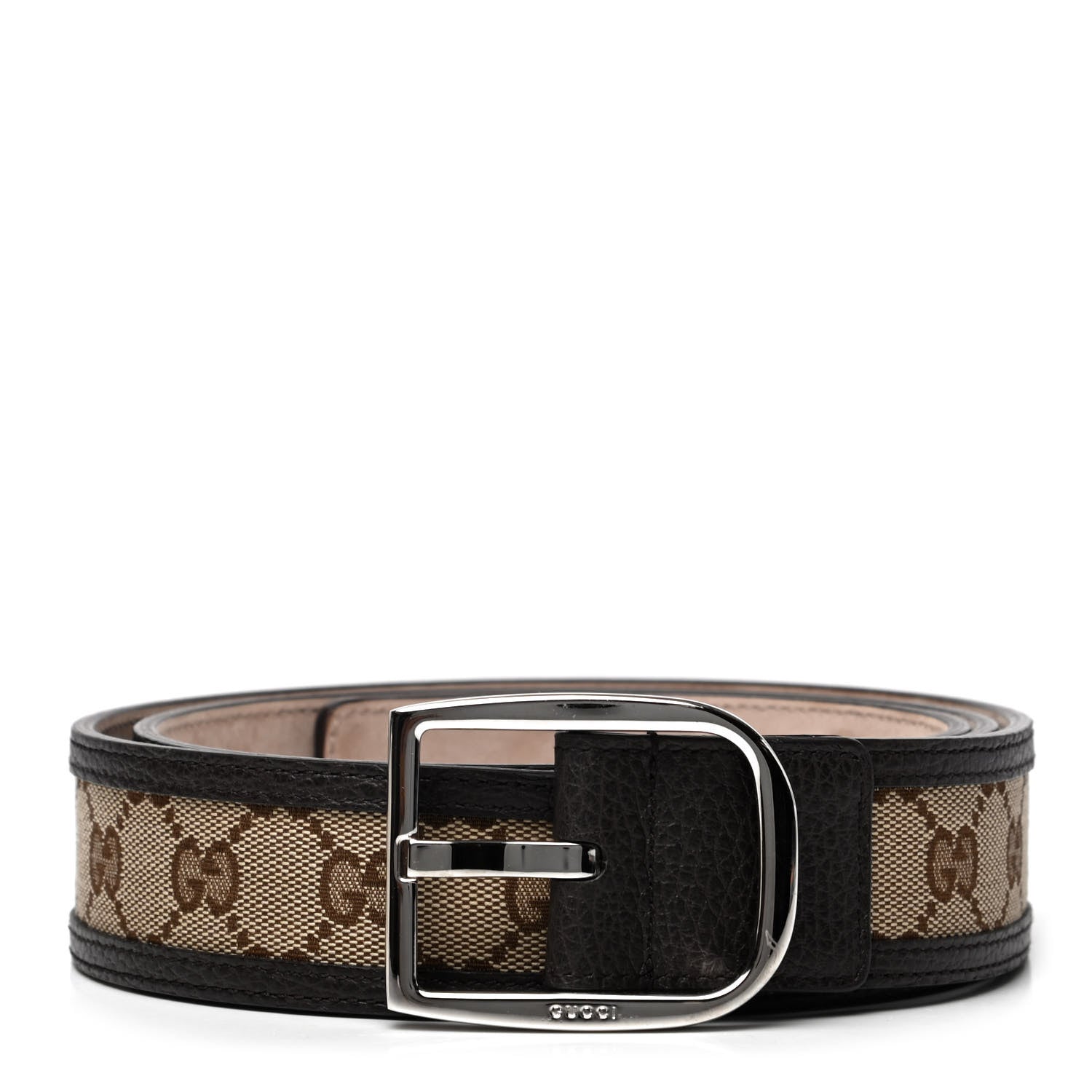 Gucci Monogram Dollar Calfskin 40mm Belt 110 44 Beige Ebony Testa di Moro 1 of 5