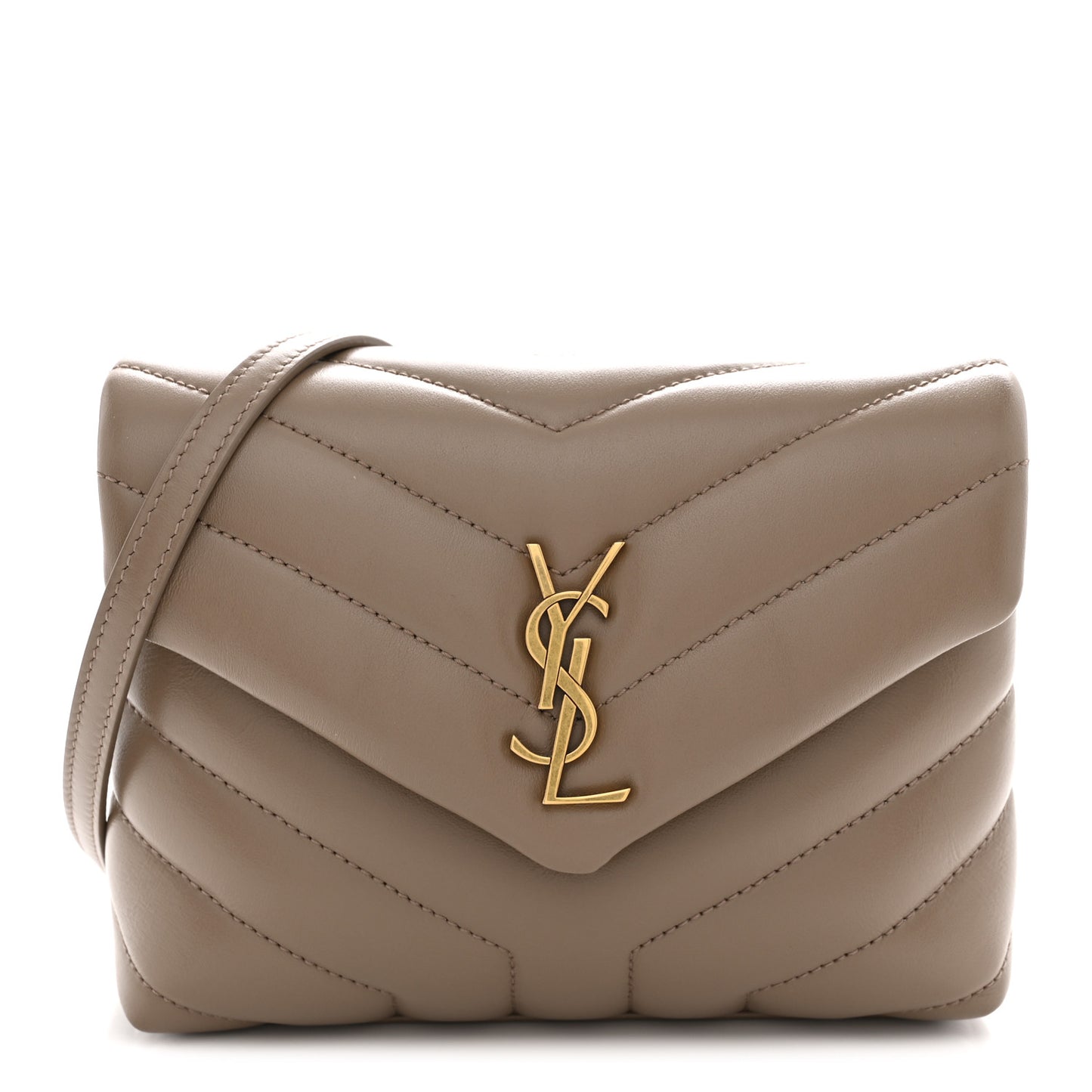 Calfskin Y Quilted Monogram Toy Loulou Crossbody Bag Taupe