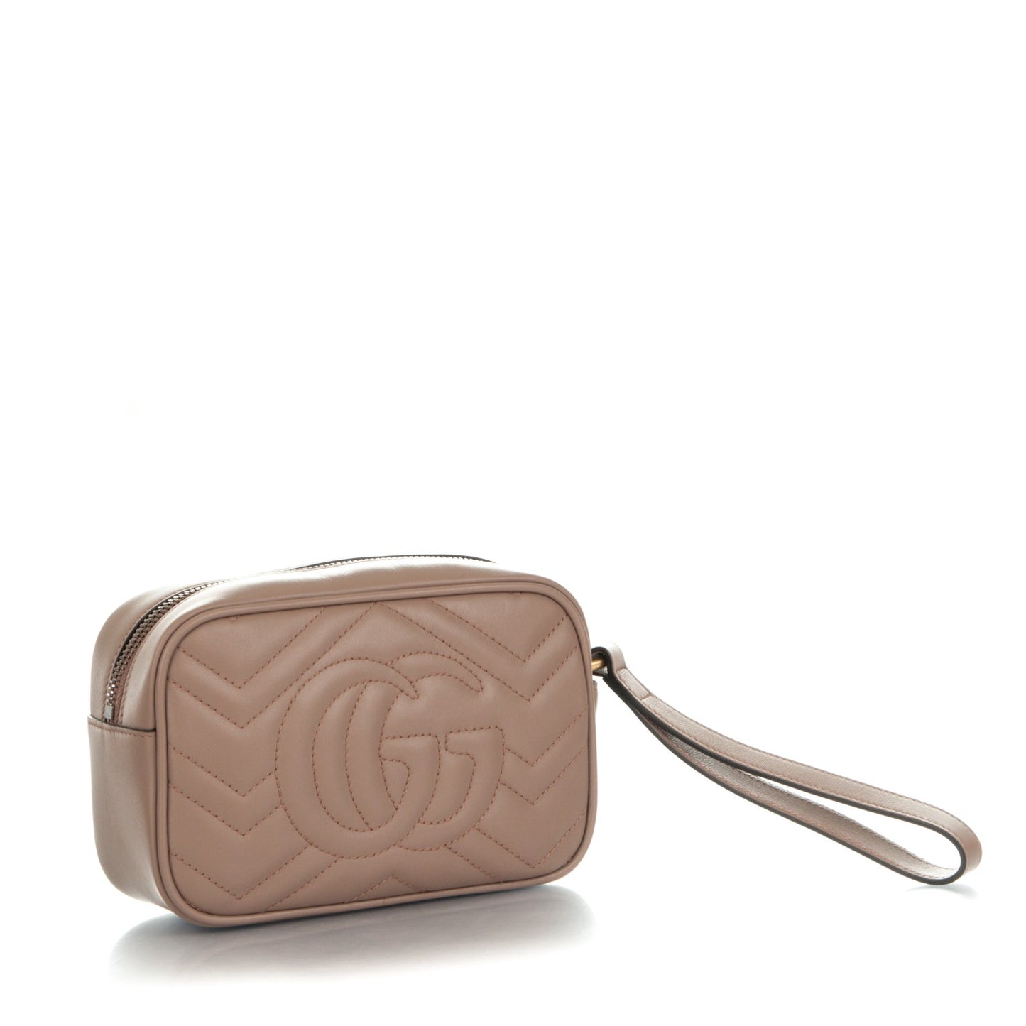 Calfskin Matelasse Mini GG Marmont Wrist Wallet Porcelain Rose