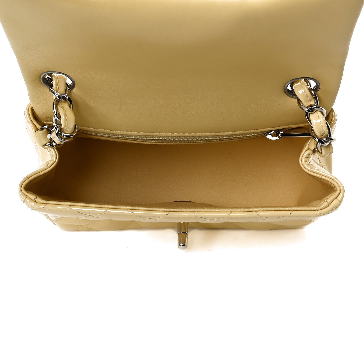 Chanel Patent Quilted Mini Square Flap Yellow 5 of 15