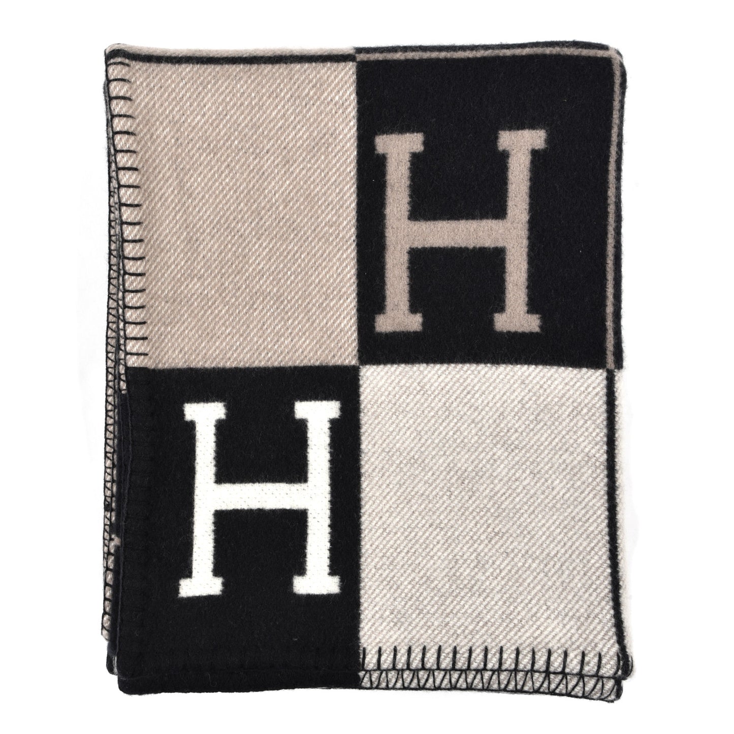 Wool Cashmere Avalon III Blanket Ecru Black