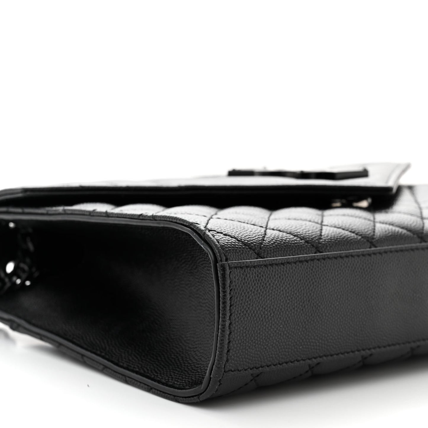 Grain De Poudre Textured Mixed Matelasse Triquilt Medium Monogram Monochrome Satchel Black