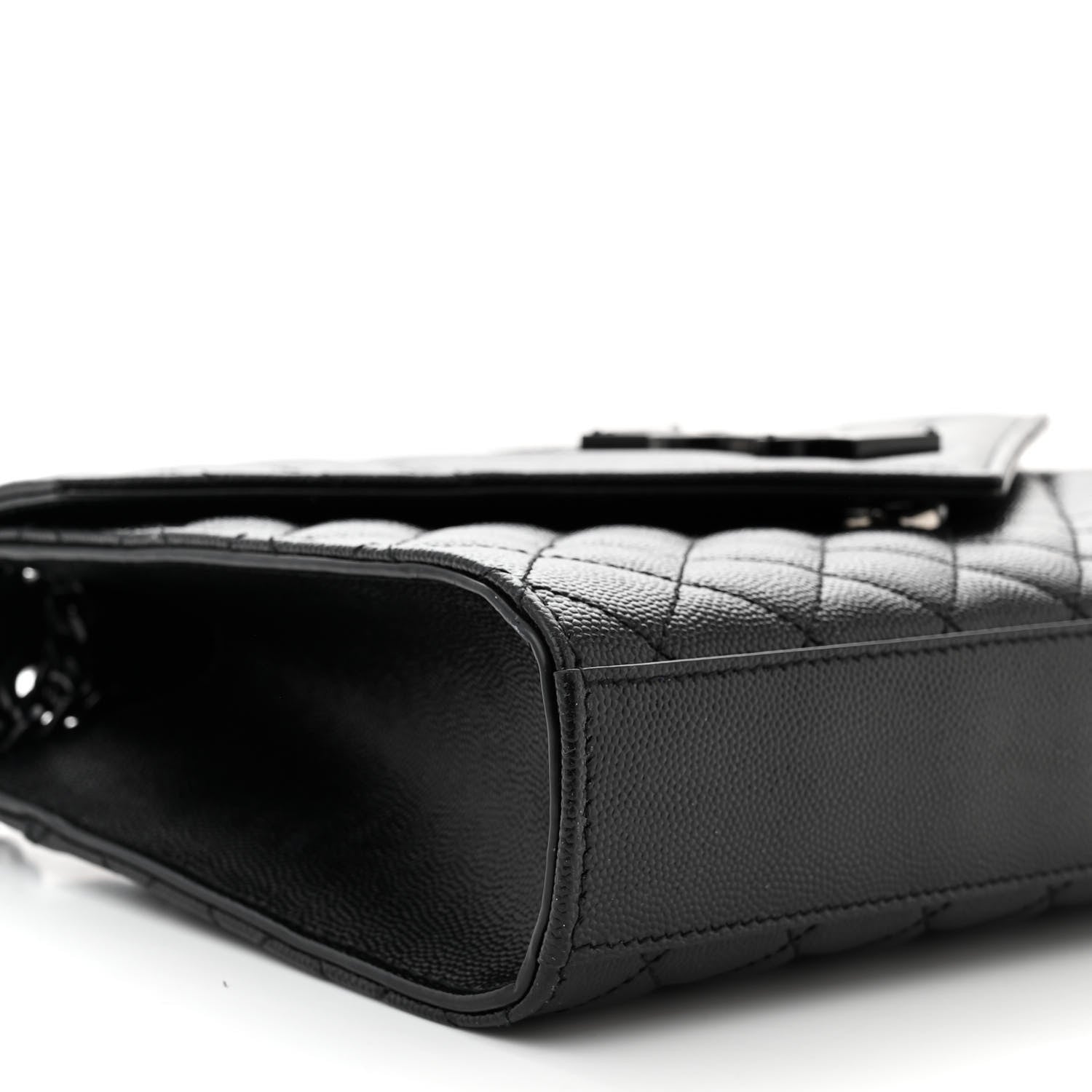 Saint Laurent Grain De Poudre Textured Mixed Matelasse Triquilt Medium Monogram Monochrome Satchel Black 9 of 10