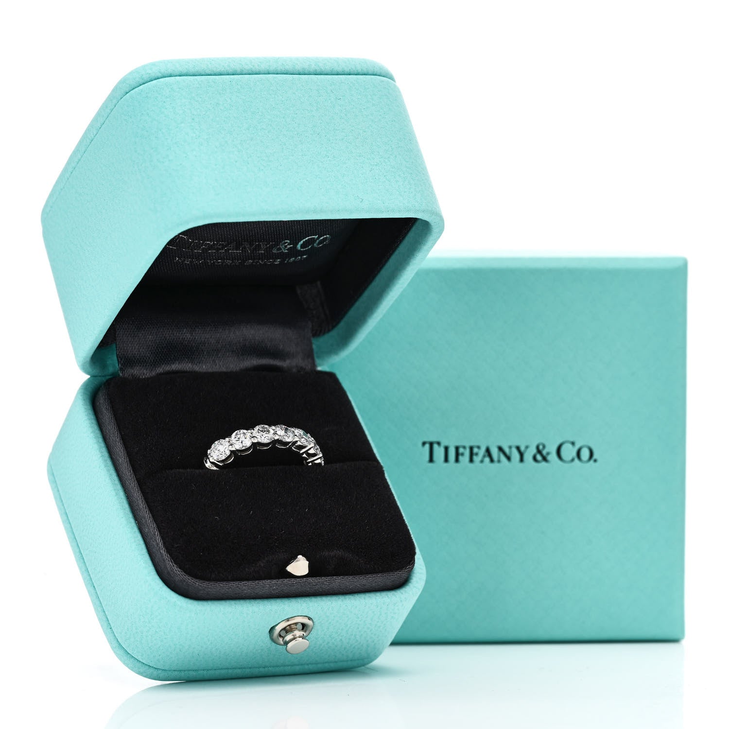 Tiffany Platinum Diamond .91ctw 3.5mm Embrace Band Ring 50 5.5 5 of 5