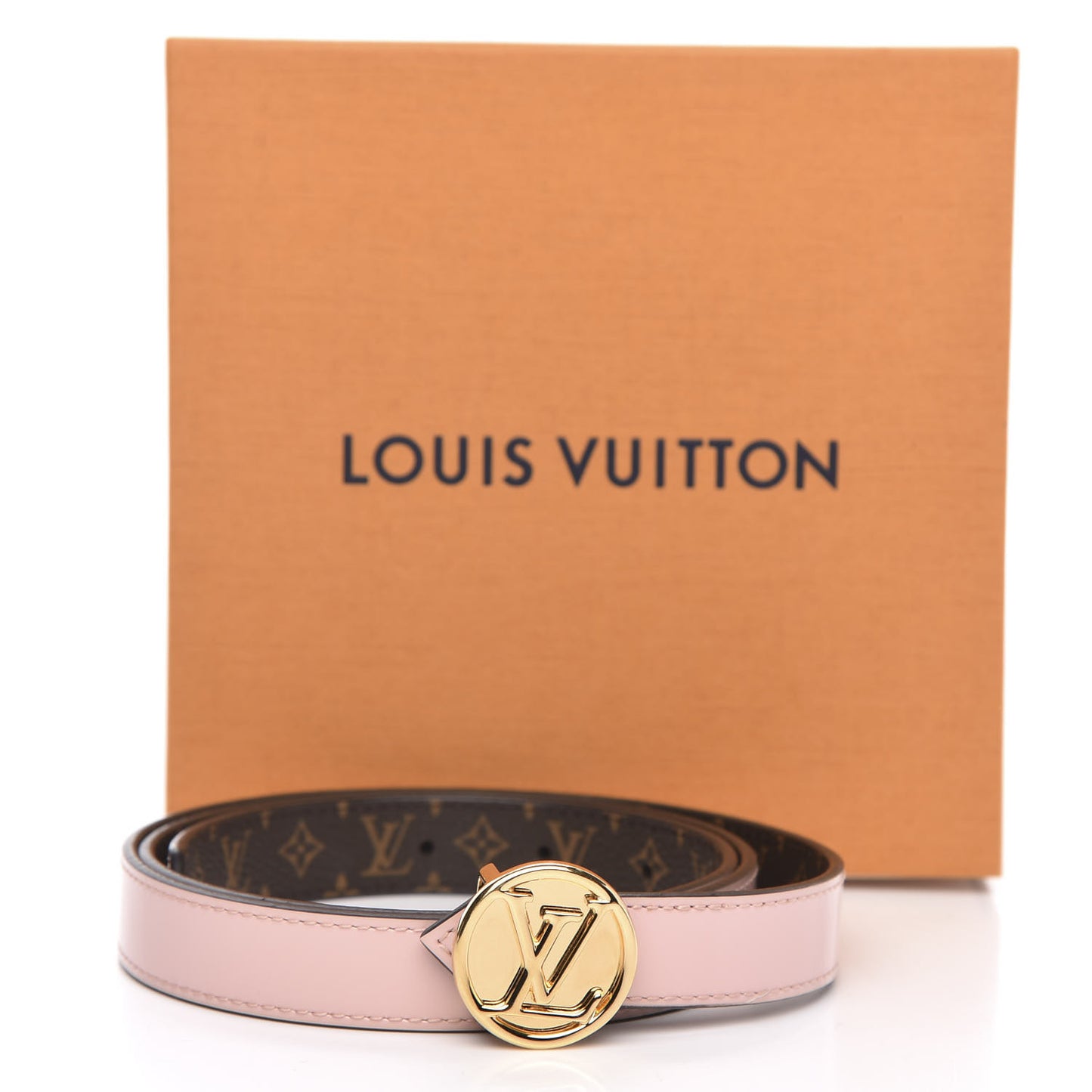 Monogram 25mm LV Circle Reversible Belt 85 34 Rose Ballerine