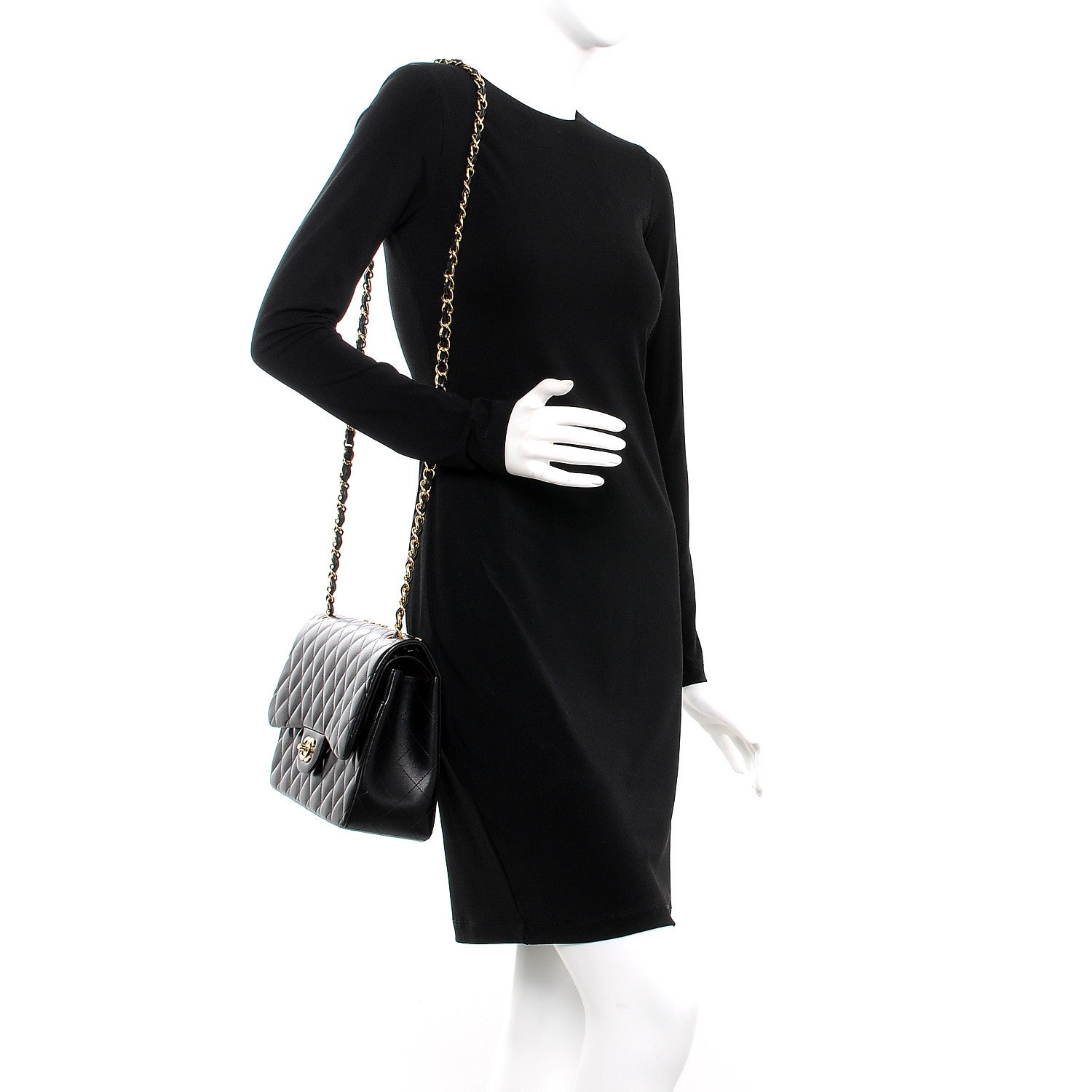 Chanel Lambskin Quilted Jumbo Double Flap Black 2 of 11