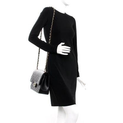 Chanel Lambskin Quilted Jumbo Double Flap Black 2 of 11