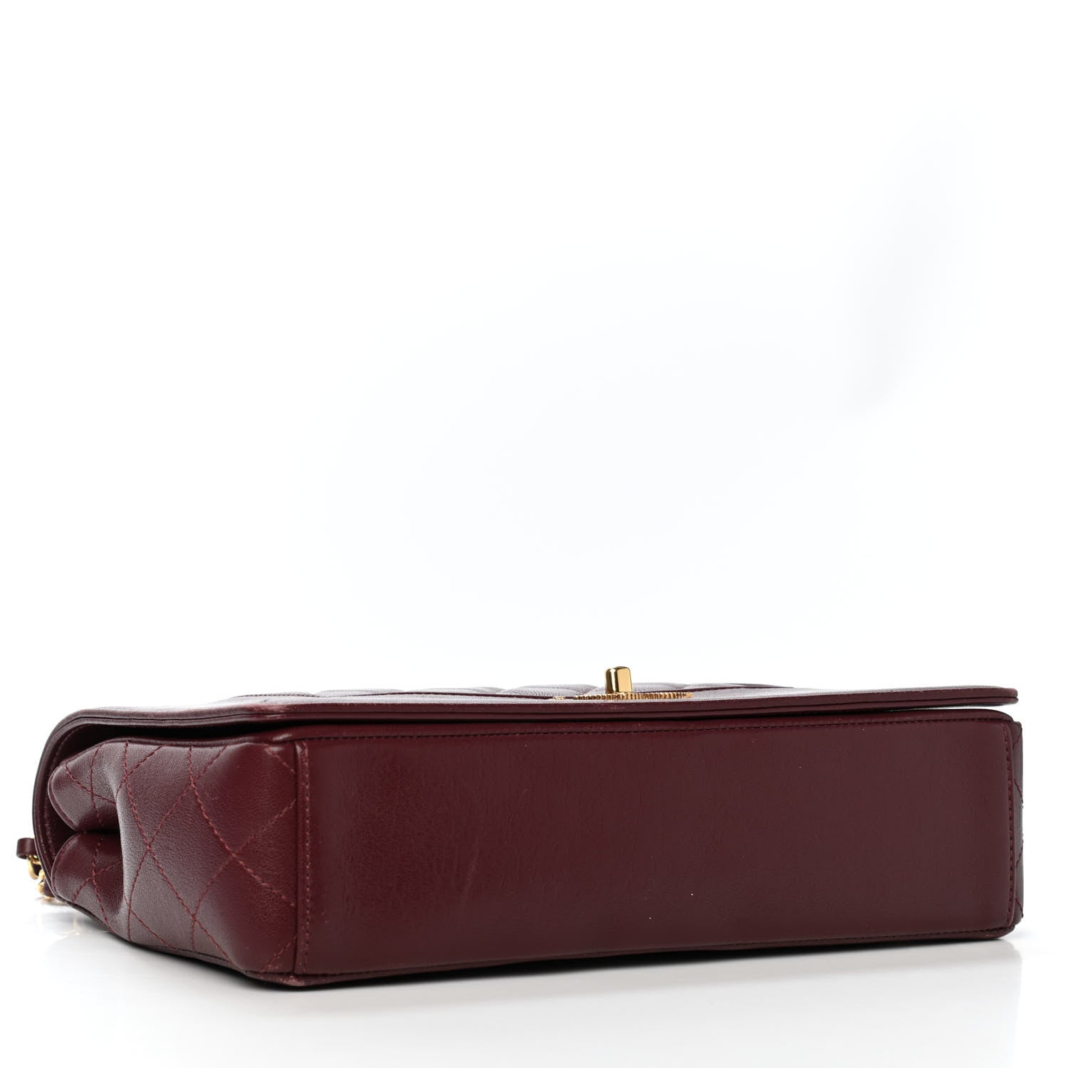 Chanel Sheepskin Quilted Vintage Mademoiselle Flap Dark Red 3 of 4