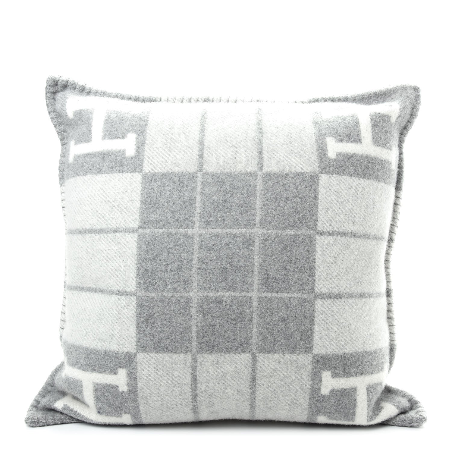 Hermes Wool Cashmere Avalon III Pillow PM Ecru Gris Clair 1 of 3