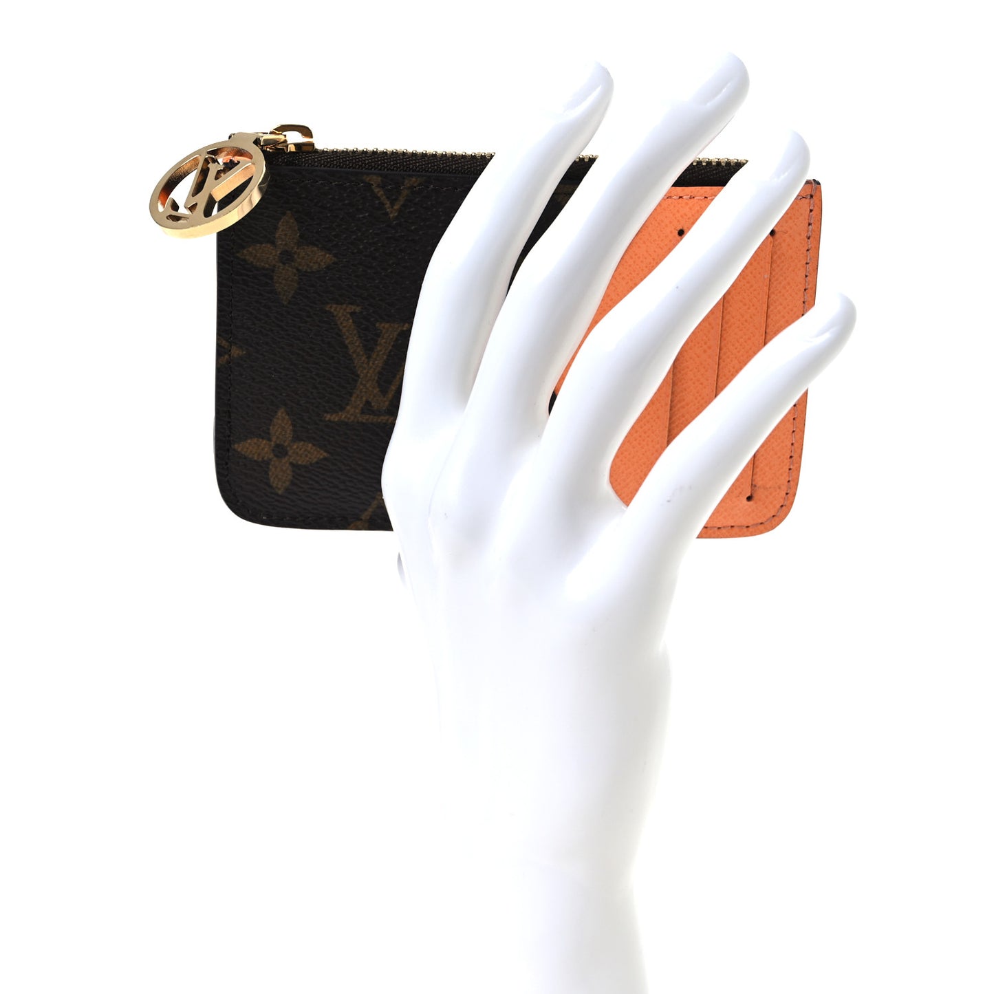 Monogram Zipped Romy Card Holder Orange