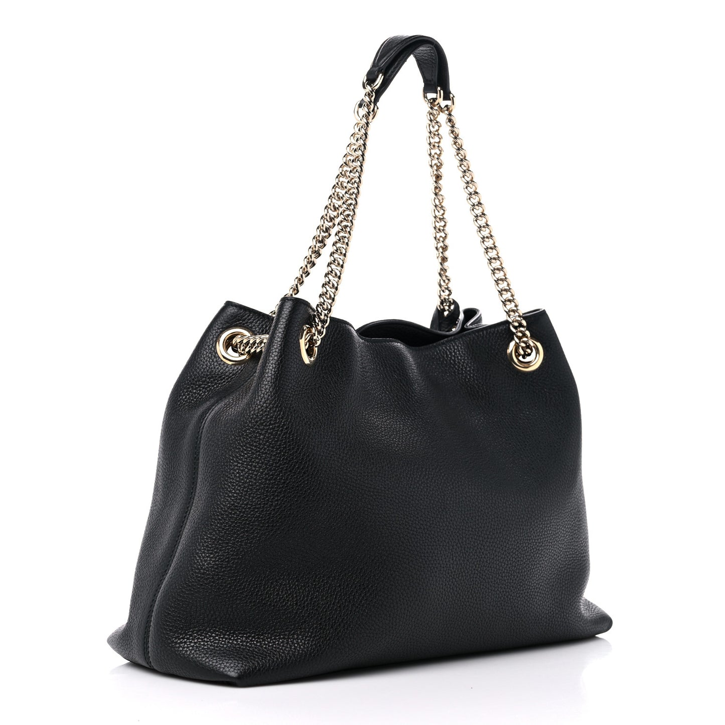 Pebbled Calfskin Medium Soho Chain Shoulder Bag Black