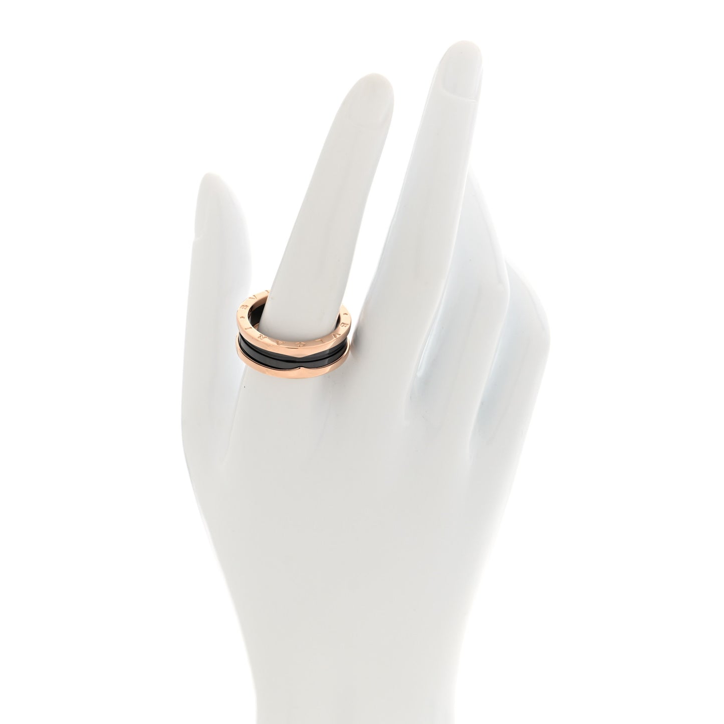18K Rose Gold Black Ceramic B.Zero1 Two-Band Ring 62 10