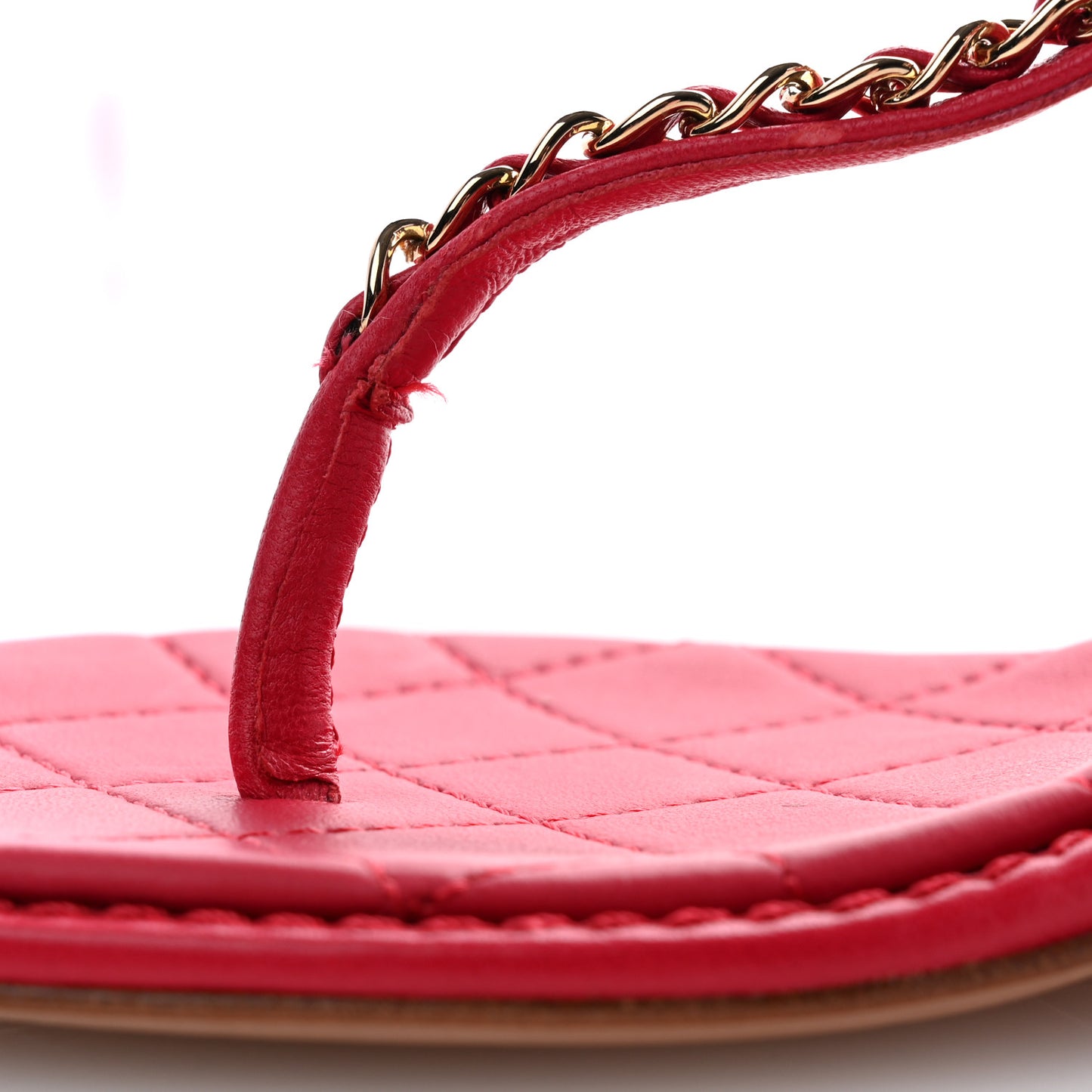 Lambskin Chain CC Logo Thong Sandals 39 Pink