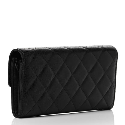Chanel Caviar Quilted Large Golden Class Gusset Flap Wallet Black 2 of 7