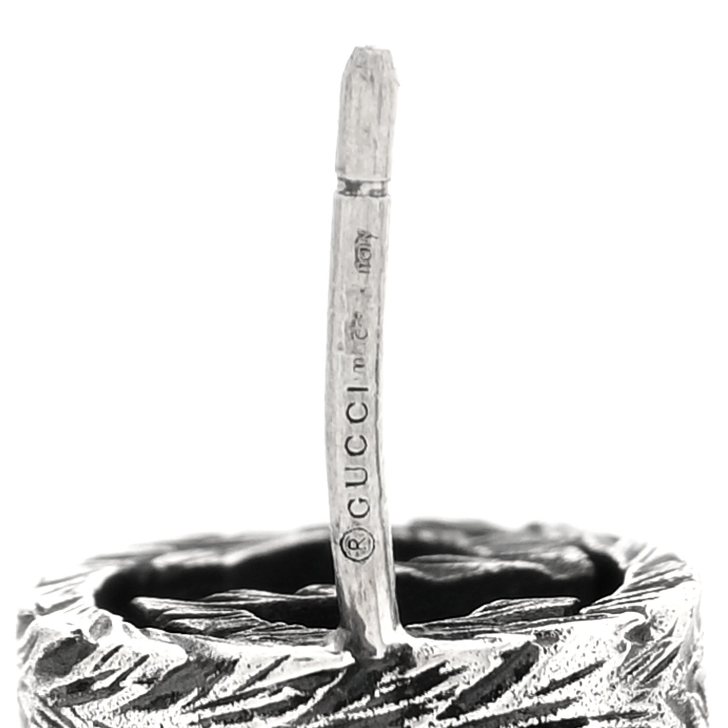 Sterling Silver Textured Interlocking G Stud Earrings