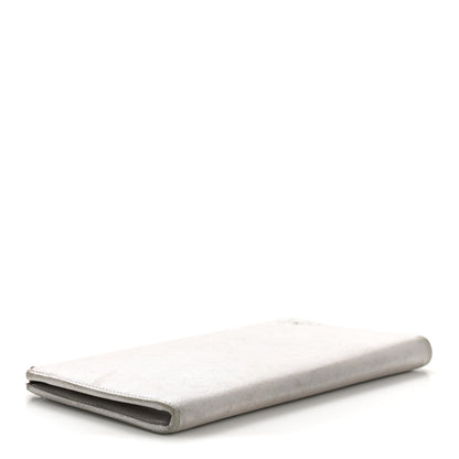 Chanel Metallic Goatskin Camellia Embossed Zip Around Wallet Silver 4 of 10