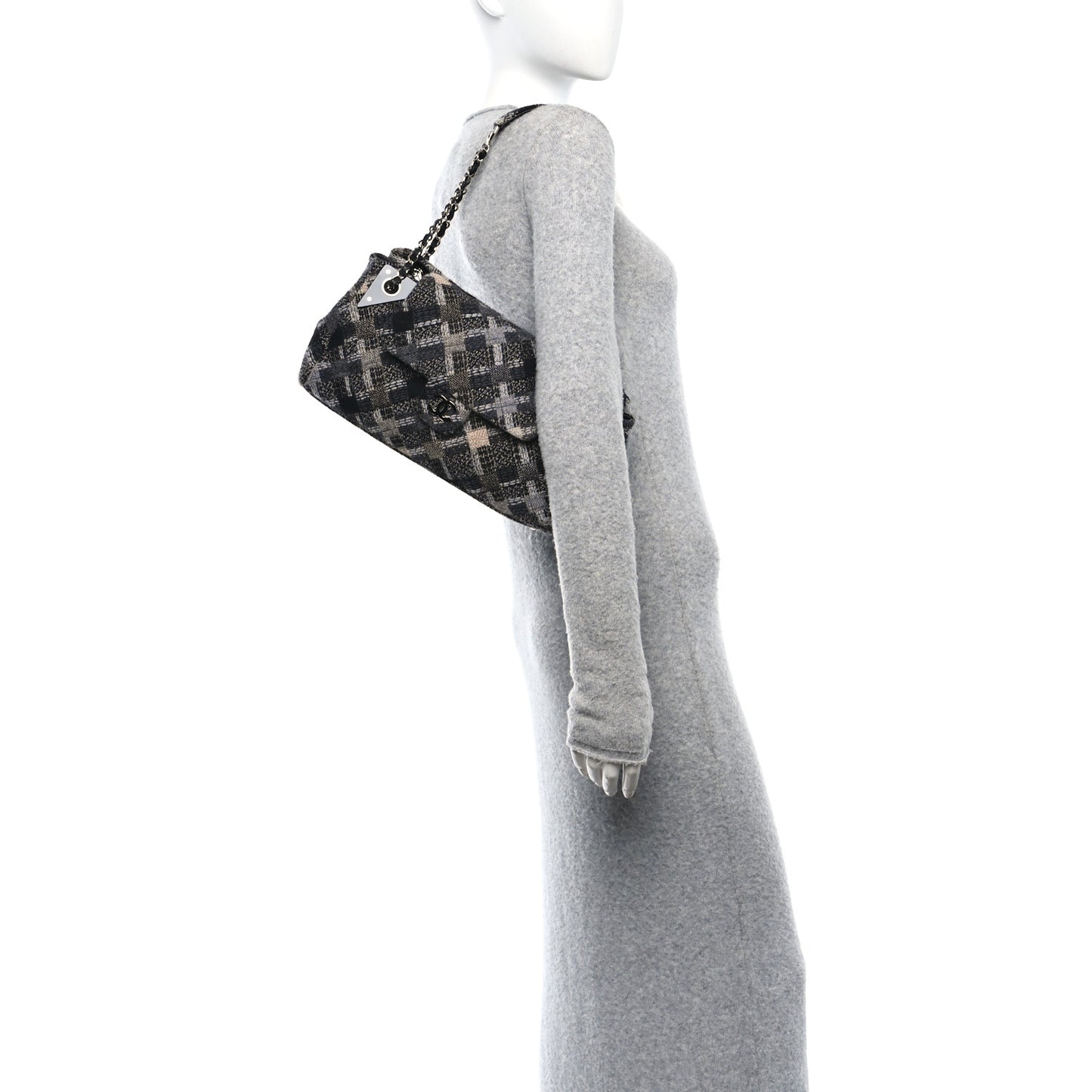 Tweed East West Flap Black White Beige