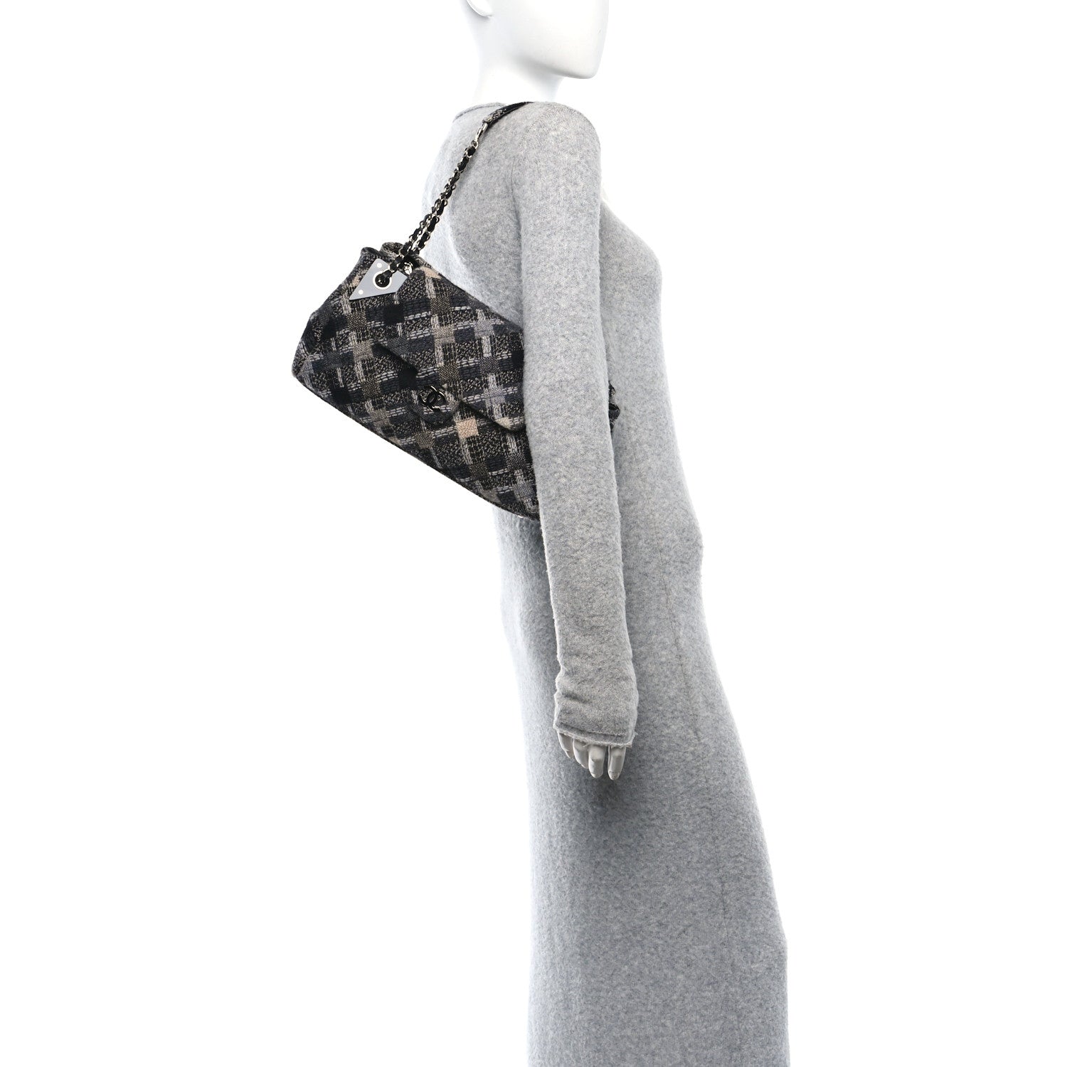 Chanel Tweed East West Flap Black White Beige 2 of 10