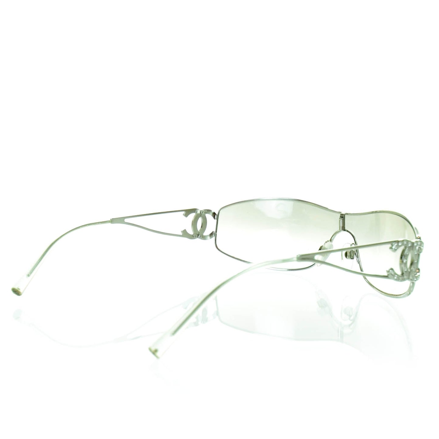 Crystal CC Logo Sunglasses Silver