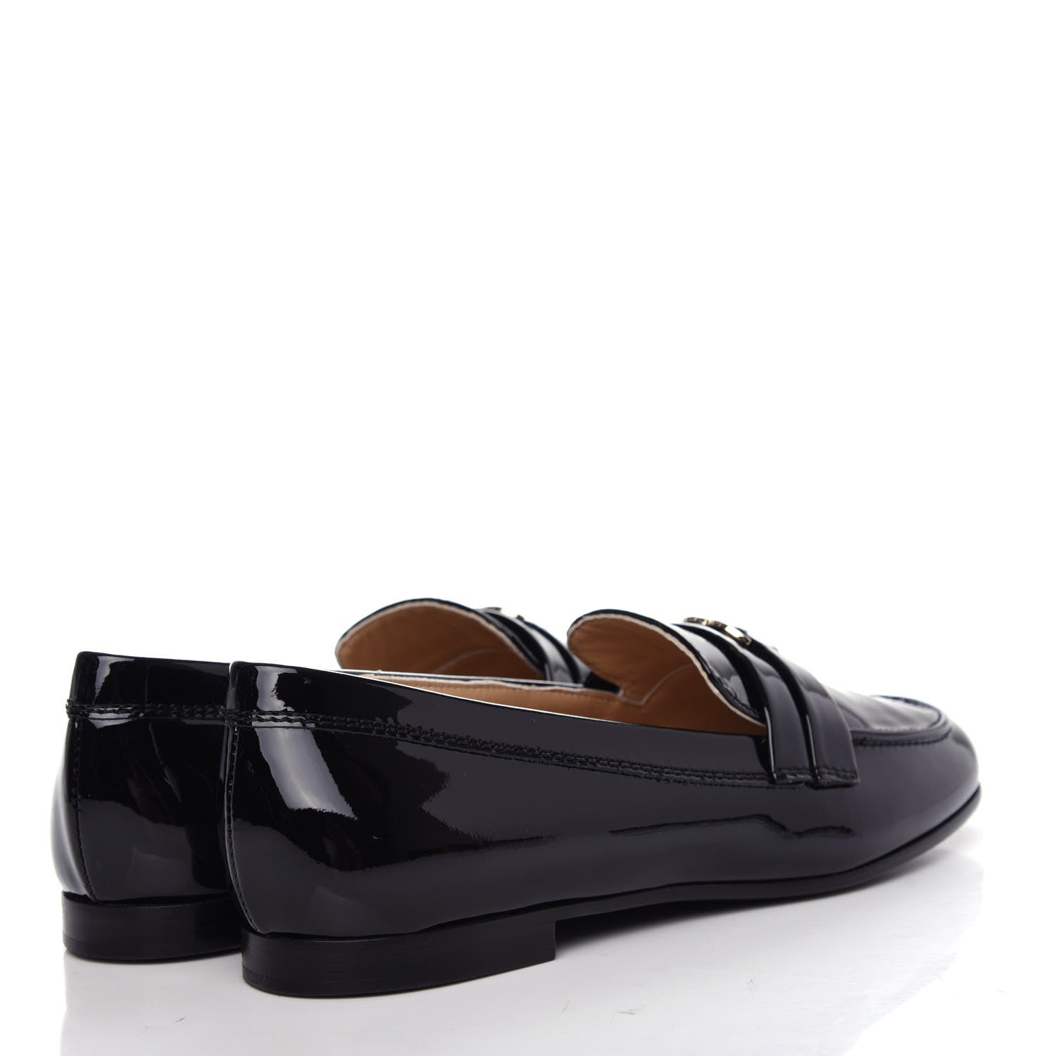 Chanel Patent CC Mocassin Loafers 36.5 Black 4 of 11