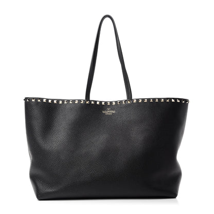 Valentino Garavani Grained Calfskin Rockstud Shoulder Tote Black 1 of 9