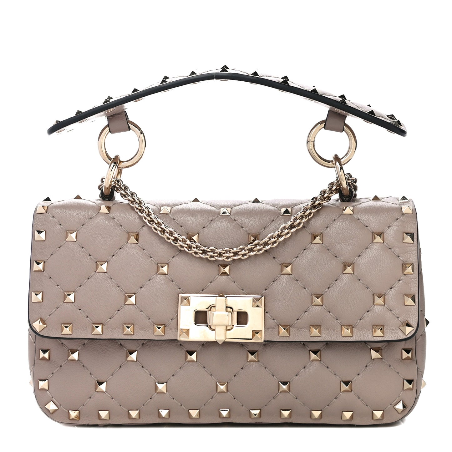 Nappa Small Rockstud Spike Shoulder Bag Poudre