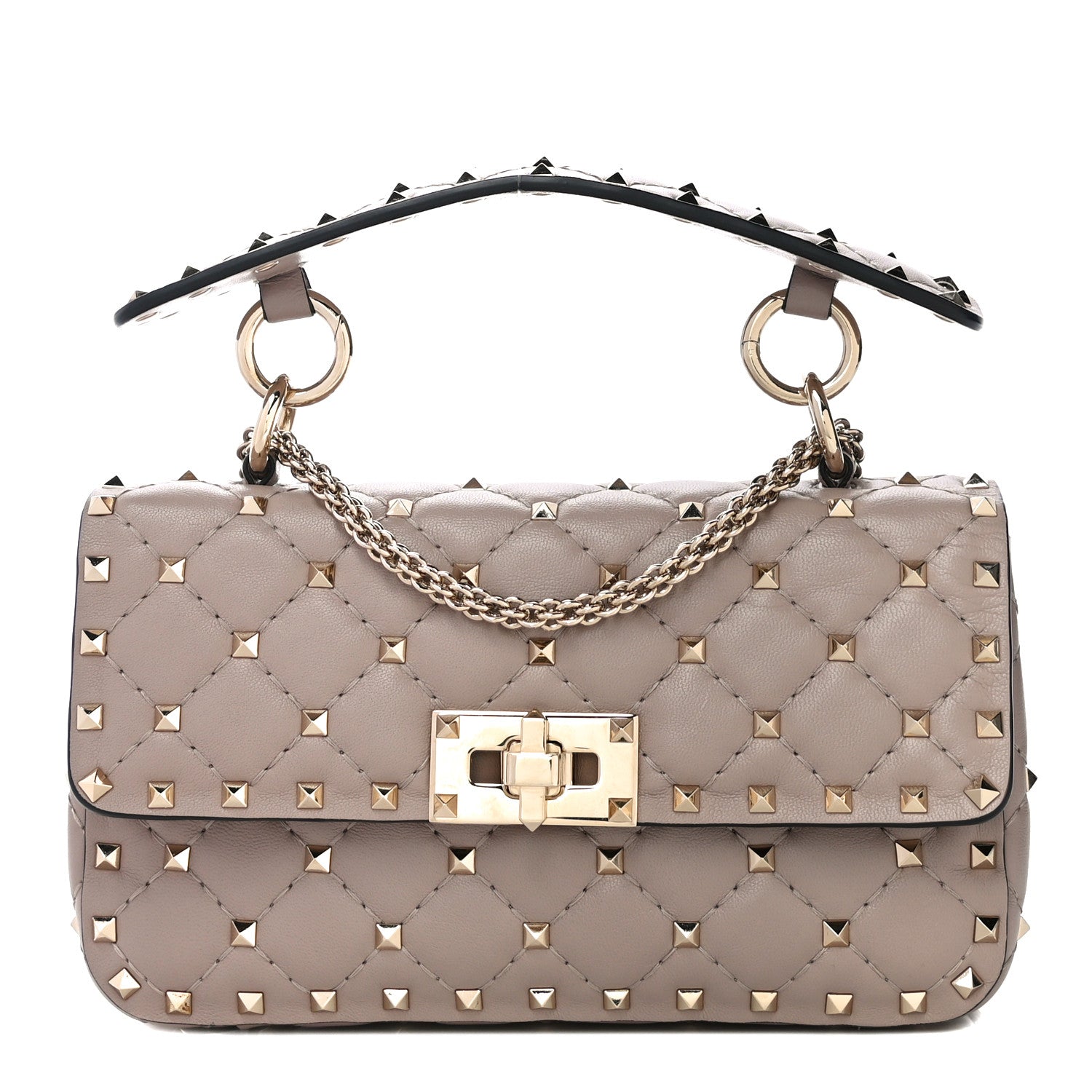 Valentino Garavani Nappa Small Rockstud Spike Shoulder Bag Poudre 1 of 10