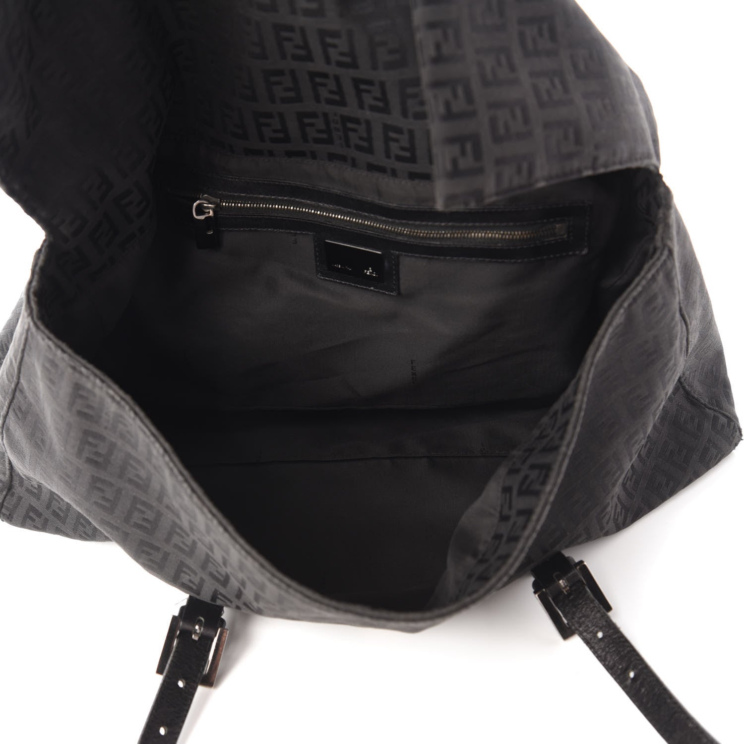 Fendi Zucchino Flap Shoulder Bag Black 5 of 9