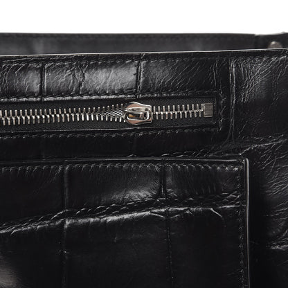 Proenza Schouler Calfskin Crocodile Embossed Medium PS1 Satchel Black 7 of 8