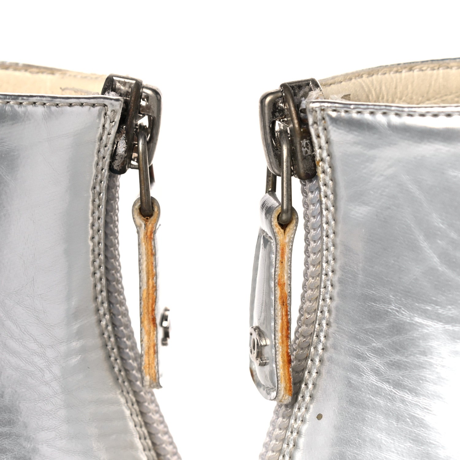 Chanel Metallic Patent CC Short Boots 36.5 Silver 13 of 13