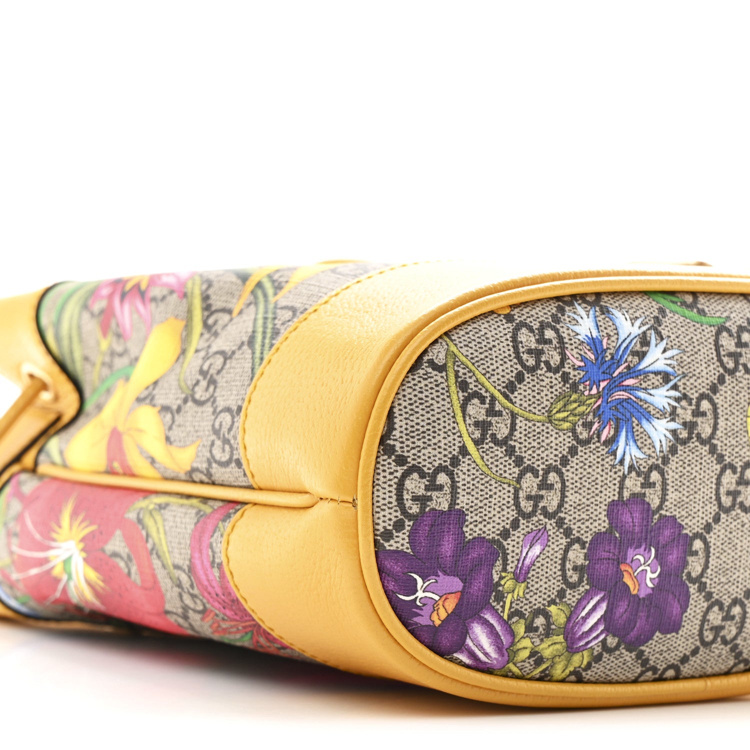 Gucci GG Supreme Monogram Flora Small Ophidia Bucket Bag Beige Multicolor Crop 9 of 10