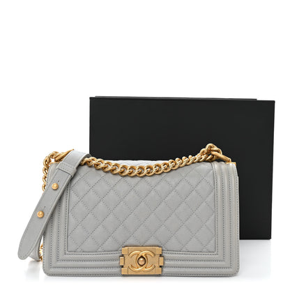 Chanel Caviar Quilted Medium Boy Flap Light Grey 11 of 11