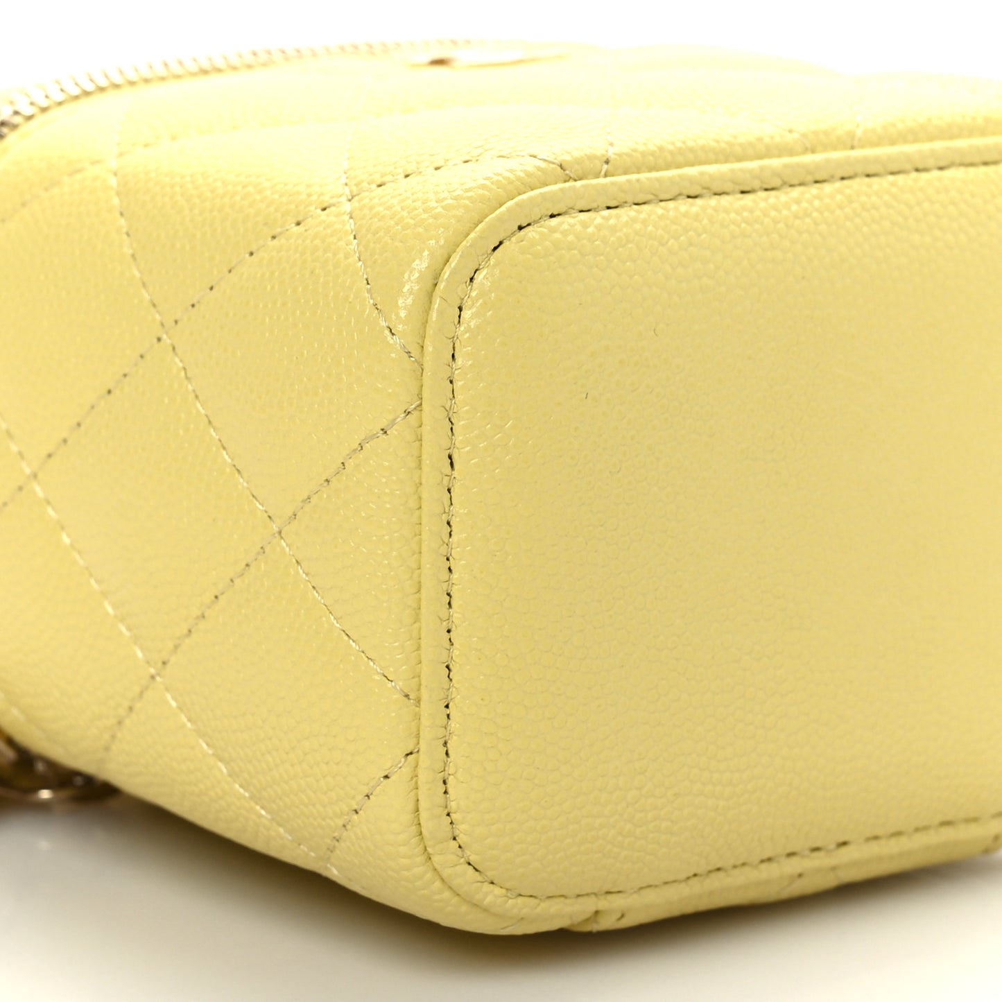 Caviar Quilted Mini Vanity Case With Chain Yellow