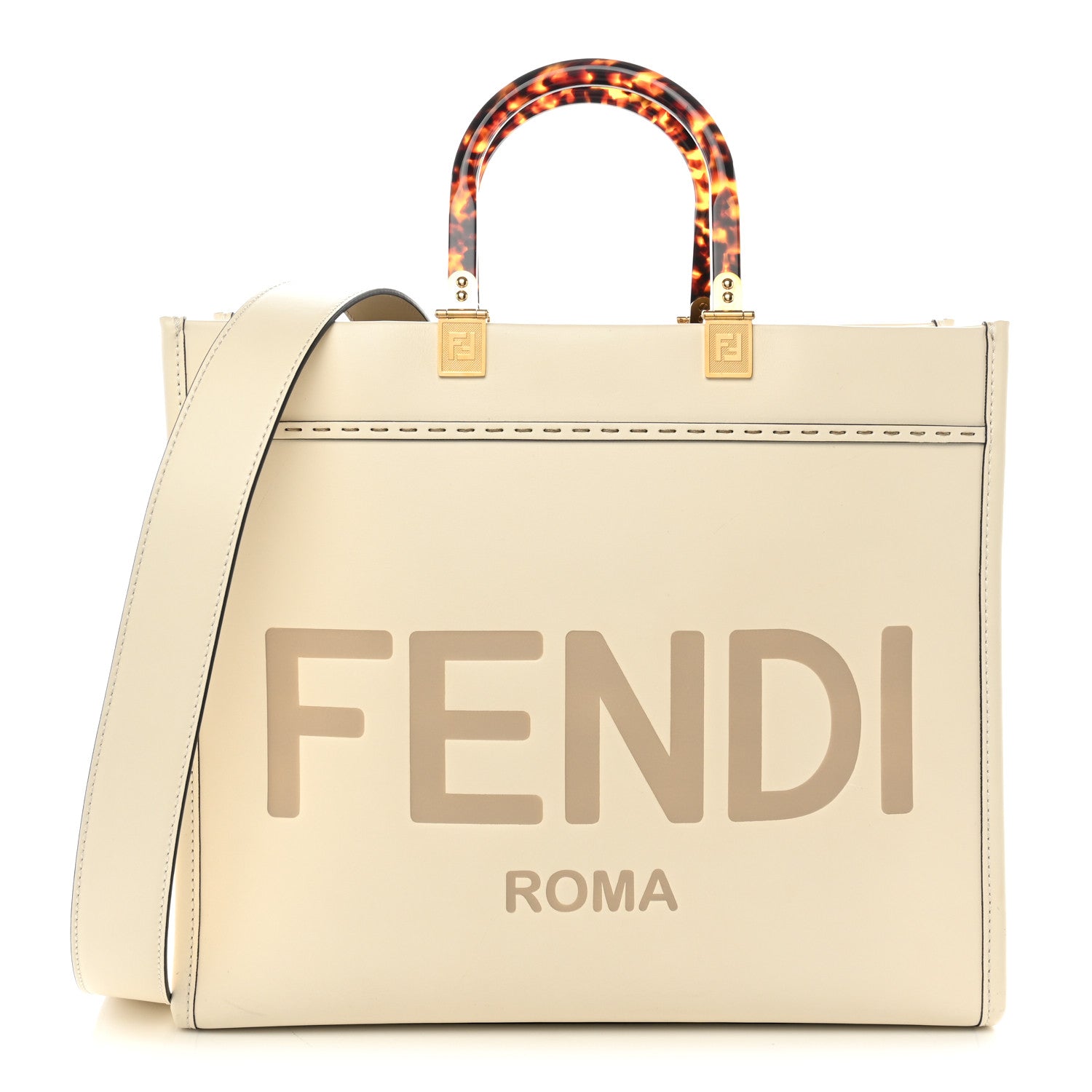 Fendi Vitello King Plexiglass Medium Fendi Sunshine Shopper Tote White Ice 1 of 11