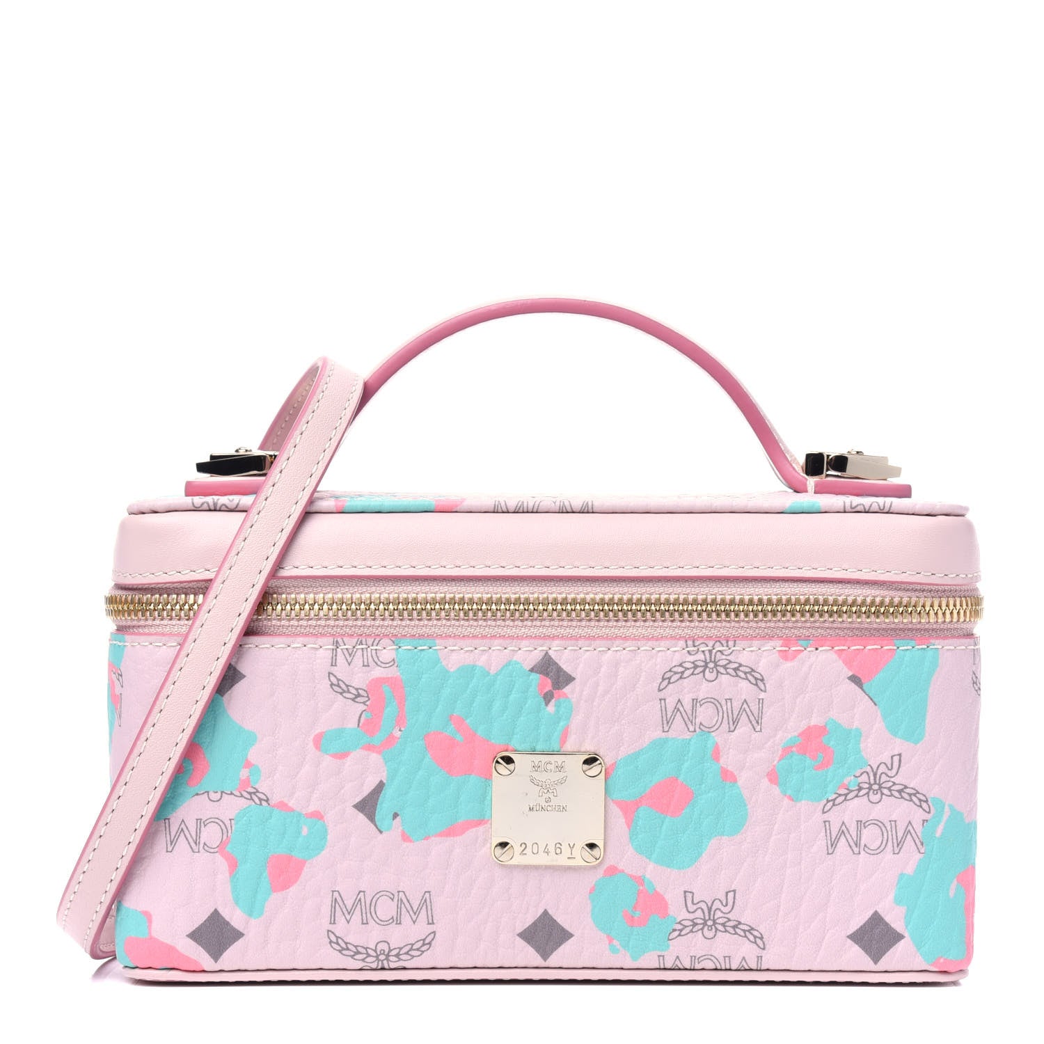 MCM Visetos Floral Leopard Vanity Case Pink 1 of 10